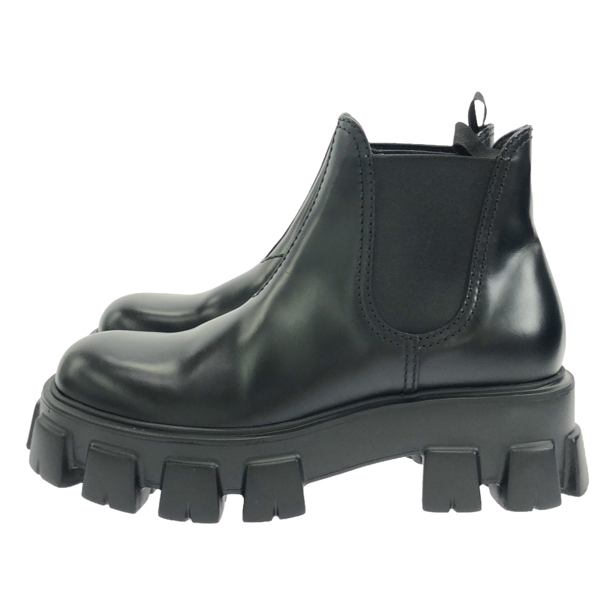 【美品】 PRADA / プラダ | モノリス ブラッシュド レザー チェルシーブーツ | 6 | ブラック | メンズ