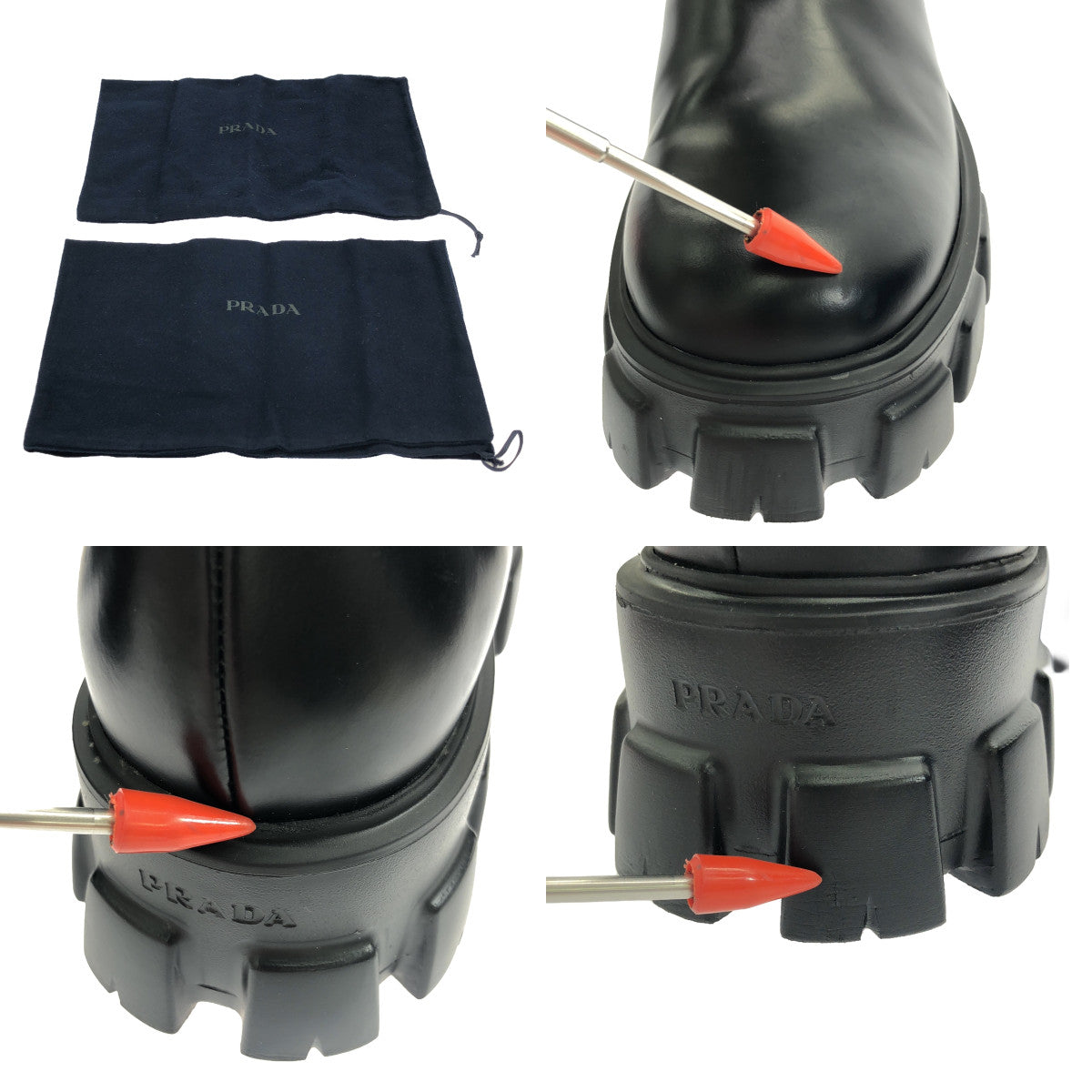 【美品】 PRADA / プラダ | モノリス ブラッシュド レザー チェルシーブーツ | 6 | ブラック | メンズ