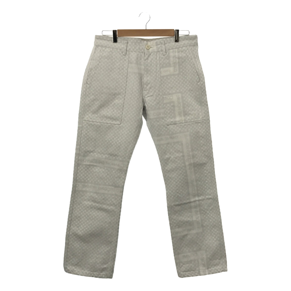 COMME des GARCONS HOMME | 2004春夏 |方格旗標誌褲 | M |白色/淺藍色|男士