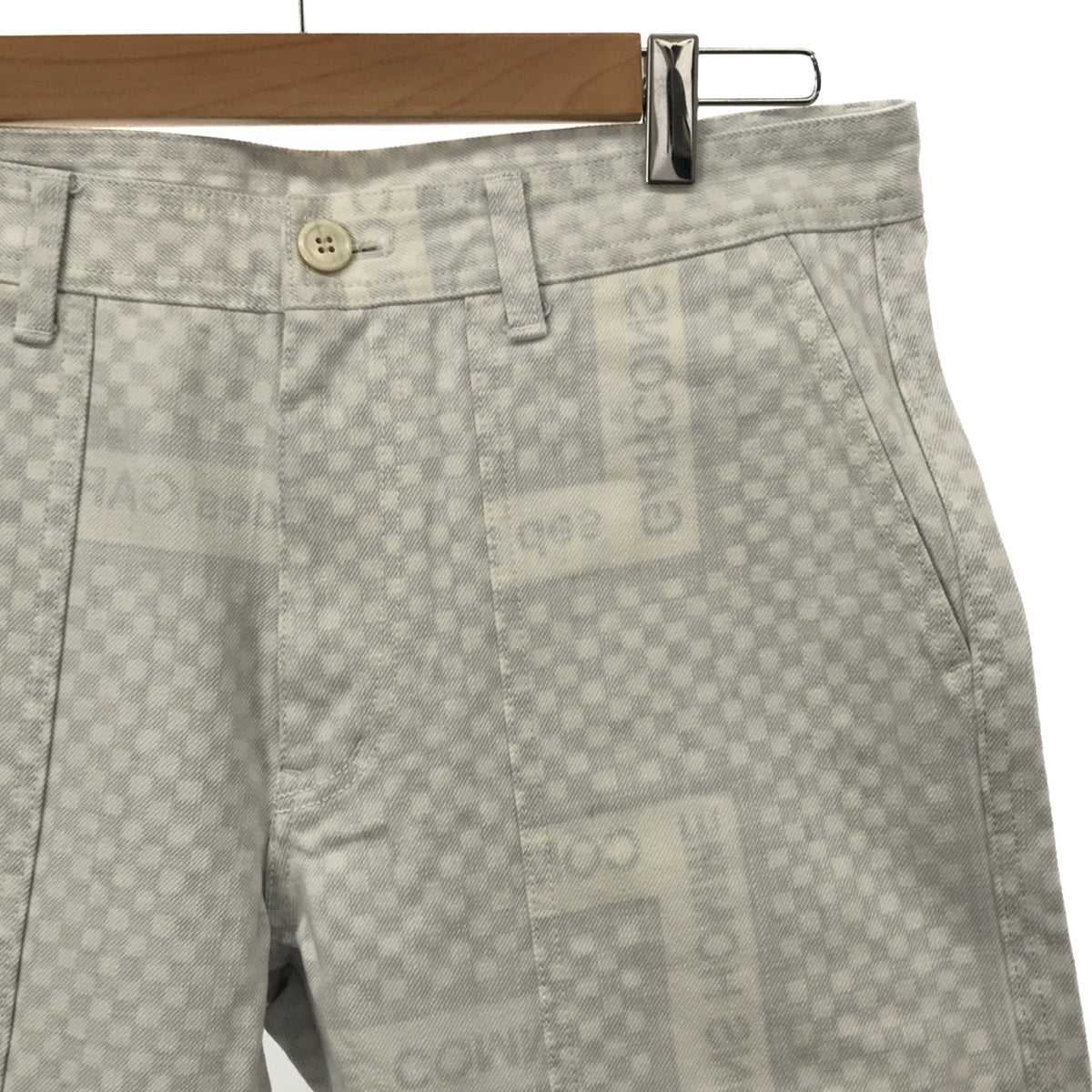 COMME des GARCONS HOMME | 2004春夏 |方格旗標誌褲 | M |白色/淺藍色|男士