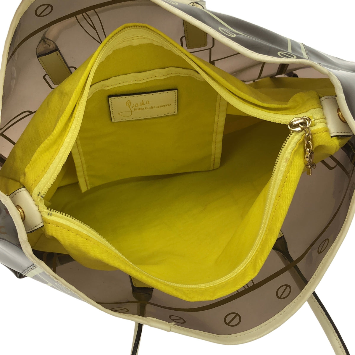 Roberta di Camerino / ロベルタ ディ カメリーノ | クリア インナーポーチ付 トートバッグ | ブラウン/イエロー | レディース