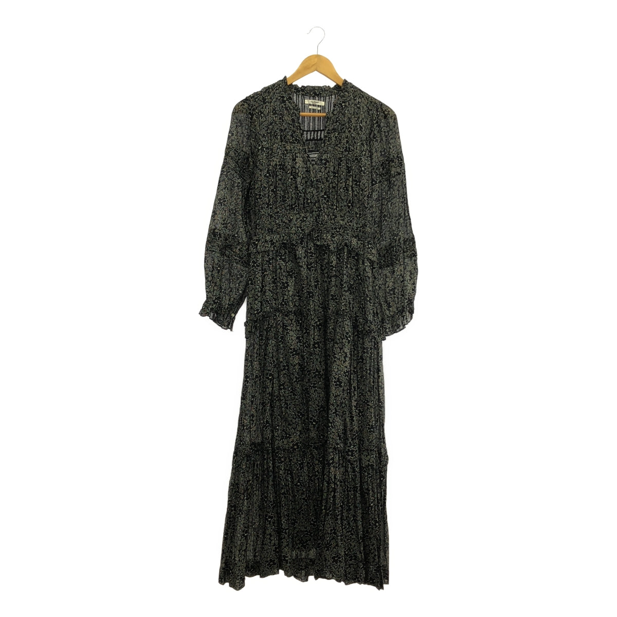 ISABEL MARANT ETOILE / イザベルマランエトワール | 花柄 ティアード Vネック ワンピース | 34 | ブラック/ホワイト | レディース