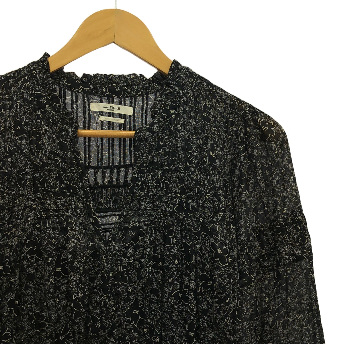 ISABEL MARANT ETOILE / イザベルマランエトワール | 花柄 ティアード Vネック ワンピース | 34 | ブラック/ホワイト | レディース