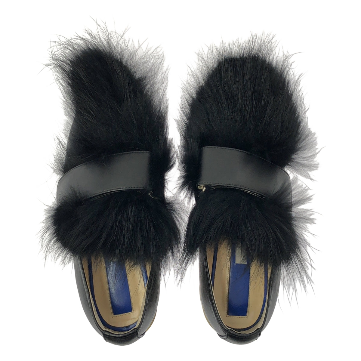 UN3D / 앤슬리드 | 가죽 벨티드 퍼 신발 | 블랙 | 여성