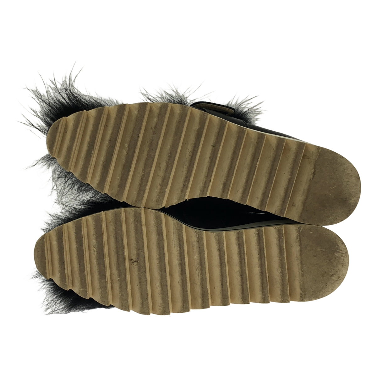 UN3D / 앤슬리드 | 가죽 벨티드 퍼 신발 | 블랙 | 여성