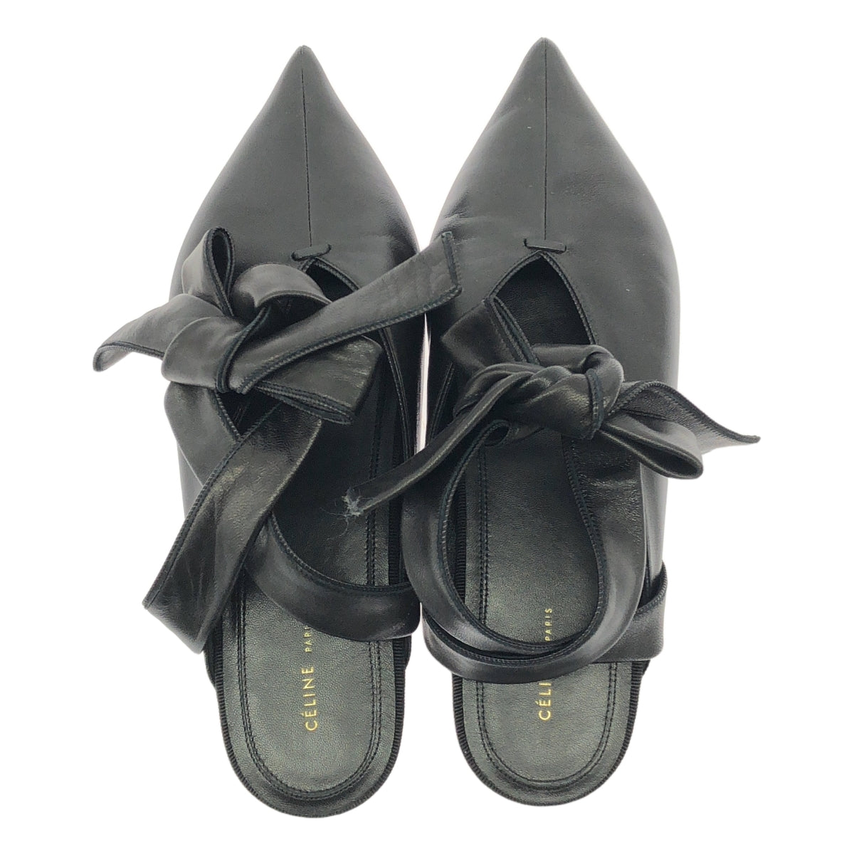 CELINE / セリーヌ | フィービー期 レザー ポインテッドトゥ フラットシューズ | 36 1/2 | ブラック | レディース