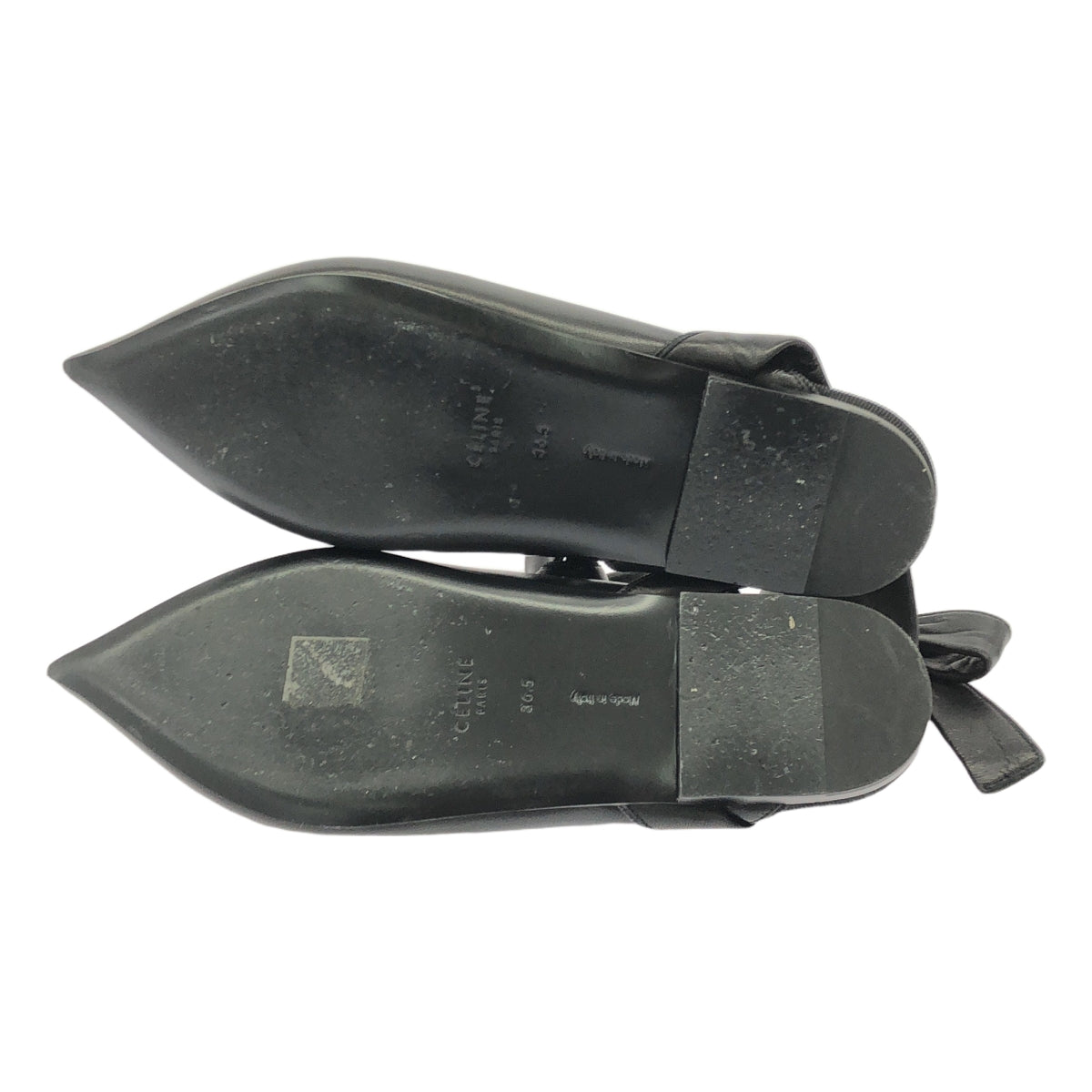 CELINE / セリーヌ | フィービー期 レザー ポインテッドトゥ フラットシューズ | 36 1/2 | ブラック | レディース