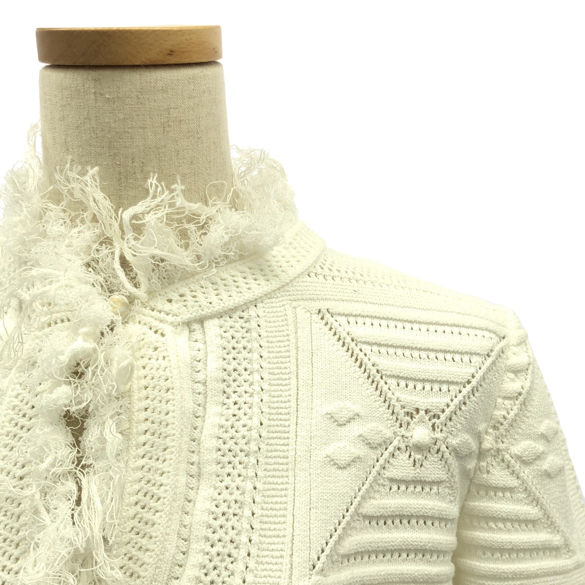 CHANEL / シャネル | 2005SS | コットン フリンジ ニット ジャケット | 36 | ホワイト | レディース