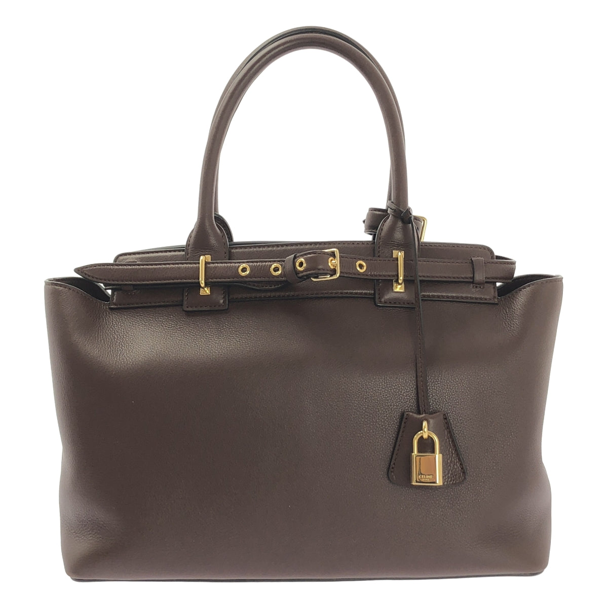 【美品】  CELINE / セリーヌ | CONTI / コンティ サプルカーフスキン レザー ハンドバッグ | チェスナッツ | レディース