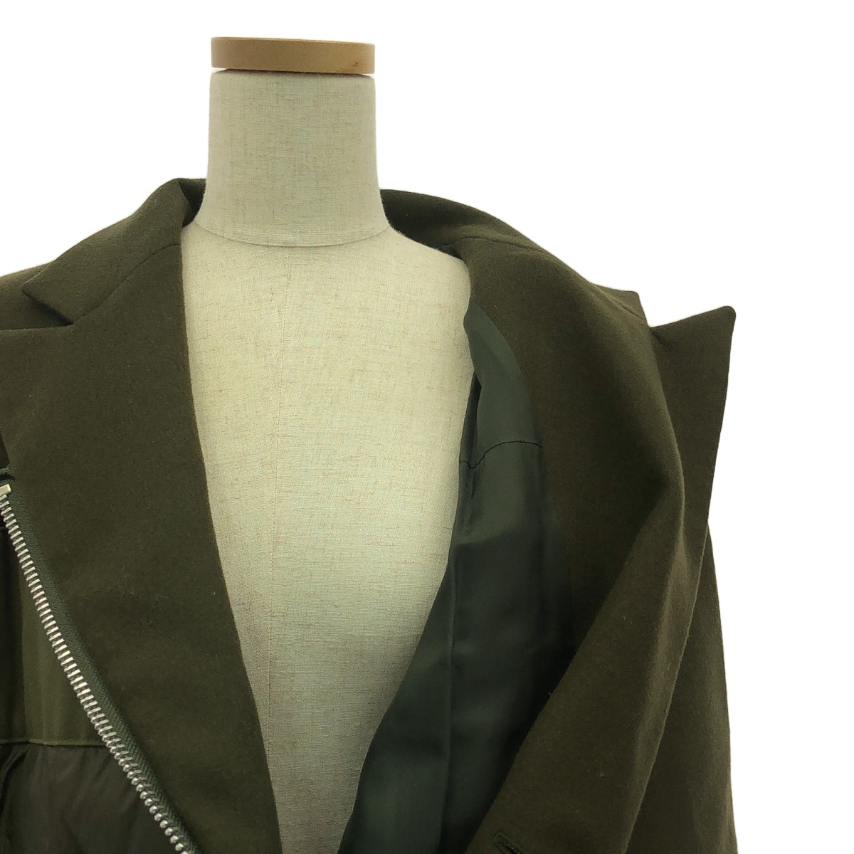 sacai / サカイ | 2020AW | Wool Melton Padded Jacket / ウール 異素材 切替 中綿 ドローストリング オーバー ジャケット ブルゾン | 2 | レディース