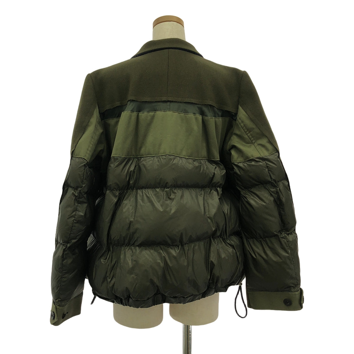sacai / サカイ | 2020AW | Wool Melton Padded Jacket / ウール 異素材 切替 中綿 ドローストリング オーバー ジャケット ブルゾン | 2 | レディース