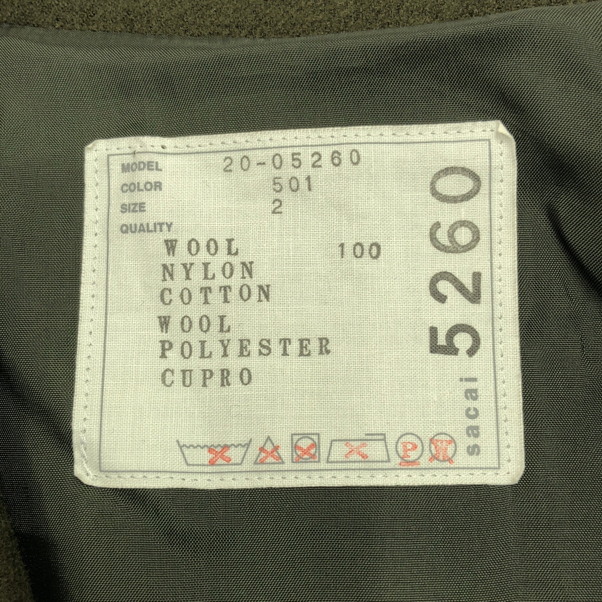 sacai / サカイ | 2020AW | Wool Melton Padded Jacket / ウール 異素材 切替 中綿 ドローストリング オーバー ジャケット ブルゾン | 2 | レディース