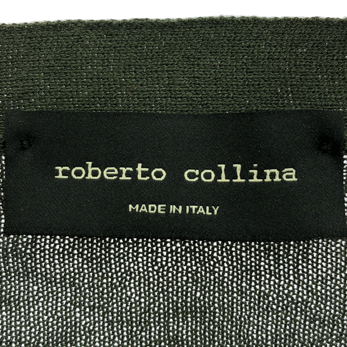 ROBERTO COLLINA / ロベルトコリーナ | コットン エルボーパッチ Vネックカーディガン | 48 | カーキ | メンズ