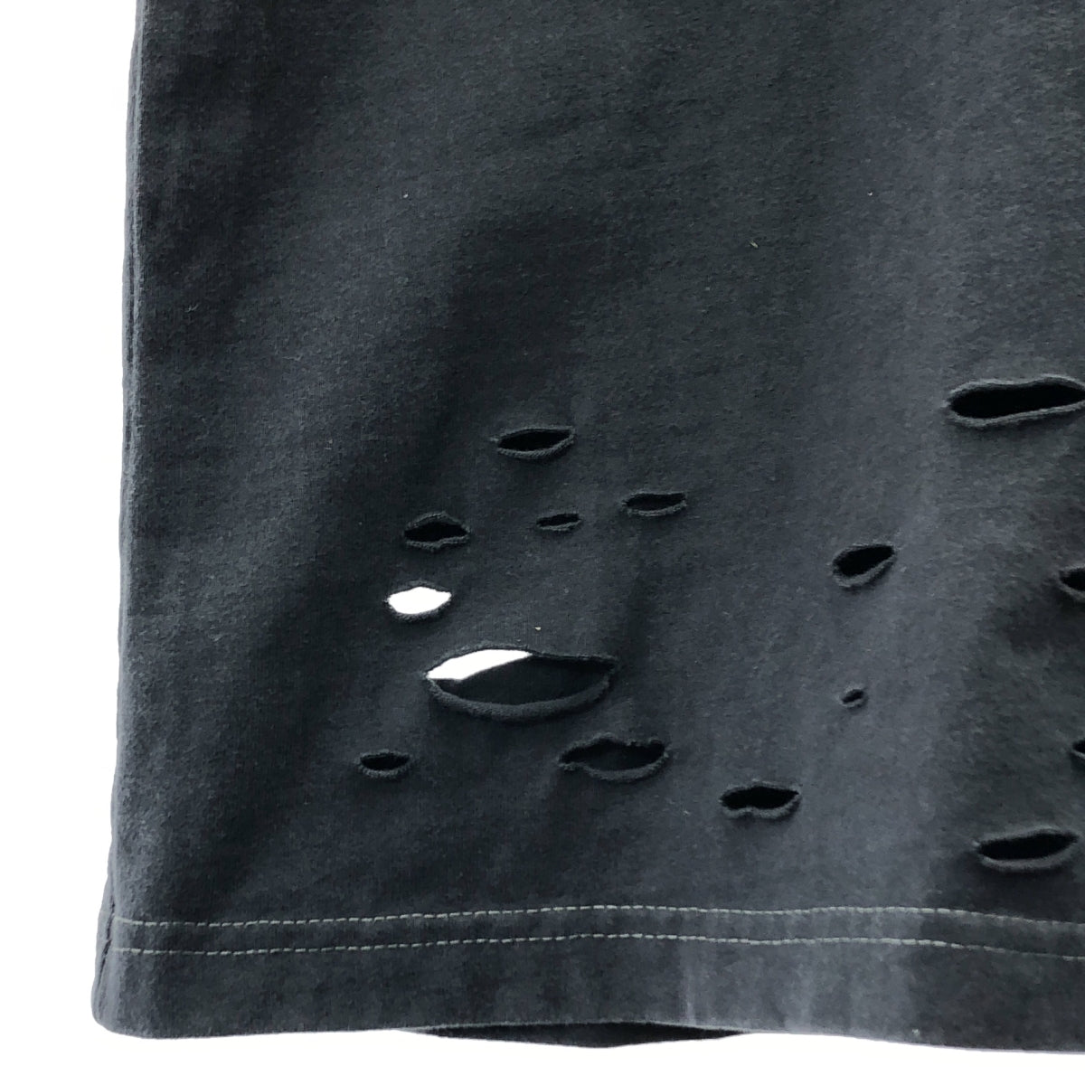 coaw / 코어 | damage tee 데미지 가공 코튼 티셔츠 | 차콜 그레이 | 여성