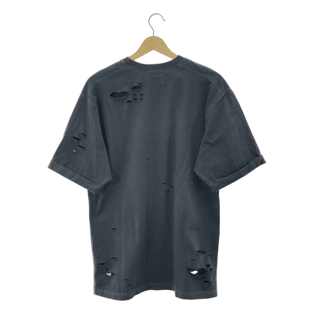 coaw / 코어 | damage tee 데미지 가공 코튼 티셔츠 | 차콜 그레이 | 여성