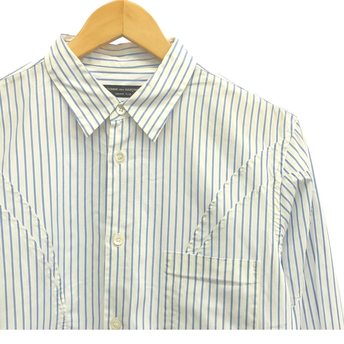COMME des GARCONS HOMME PLUS | Cotton Stripe Patch Shirt | White | Men's