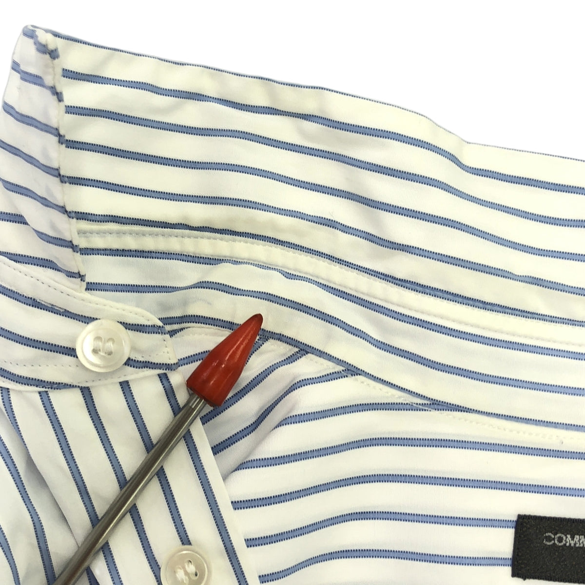 COMME des GARCONS HOMME PLUS | Cotton Stripe Patch Shirt | White | Men's