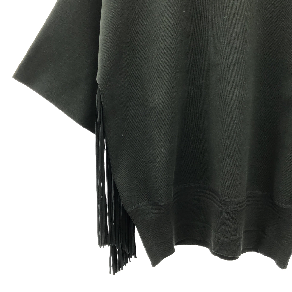 HYKE / ハイク | S/C/P FRINGED SLEEVE SWEATER フリンジ ニット | 1 | ブラック | レディース
