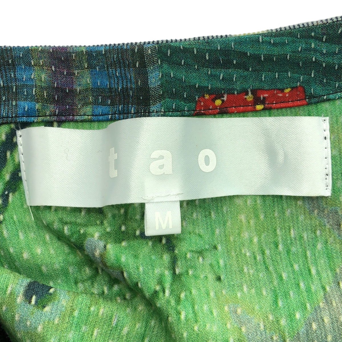 【美品】 tao COMME des GARCONS / タオコムデギャルソン | 2022AW | 総柄 ベルベット切替 ギャザー ボリューム ワンピース | M | マルチカラー | レディース
