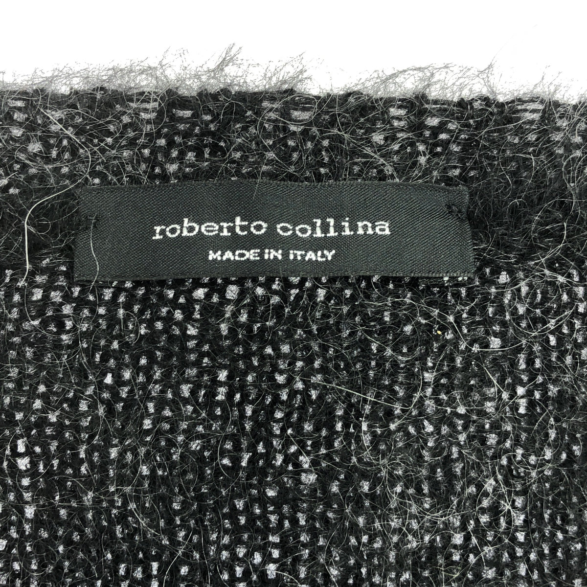 ROBERTO COLLINA | Wool blend mohair ribbed V-neck knit sweater | Grey | Men's