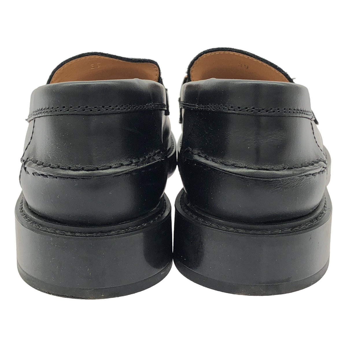 【미품】 TOD 'S / 토즈 | GOMMA BASSO T 체인 가죽 로파 | 39 | 블랙 / 골드 | 남성