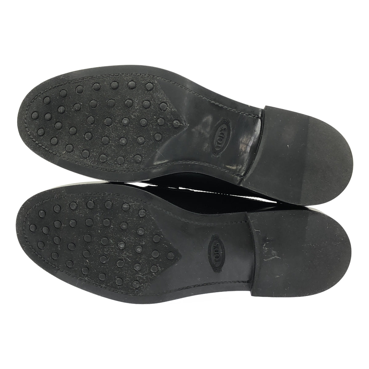 【미품】 TOD 'S / 토즈 | GOMMA BASSO T 체인 가죽 로파 | 39 | 블랙 / 골드 | 남성