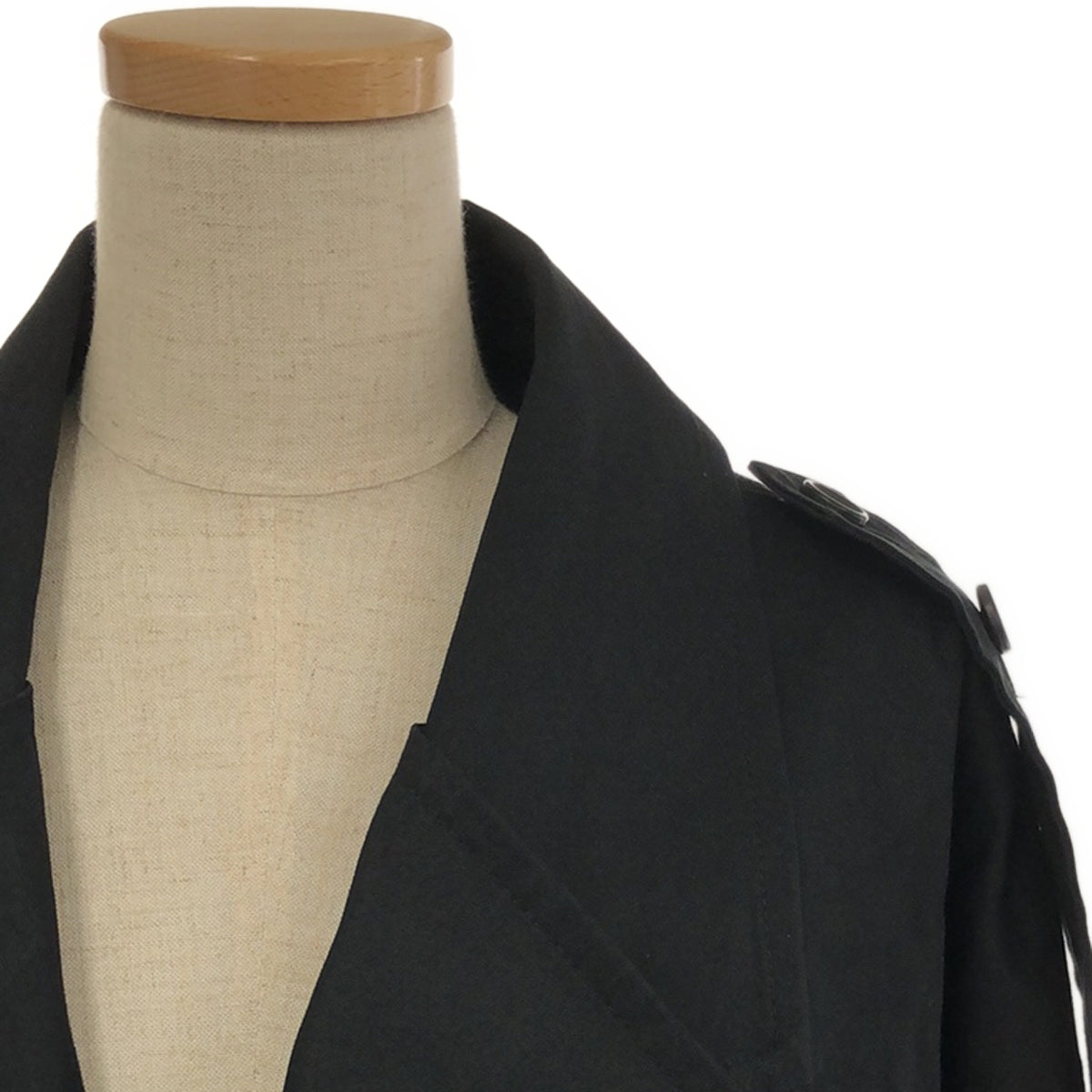 羅恩 | 2023SS |繫腰帶多層翻領風衣 |尺寸 36 |炭黑 |女性的