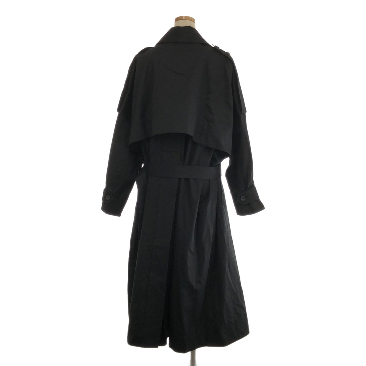 羅恩 | 2023SS |繫腰帶多層翻領風衣 |尺寸 36 |炭黑 |女性的