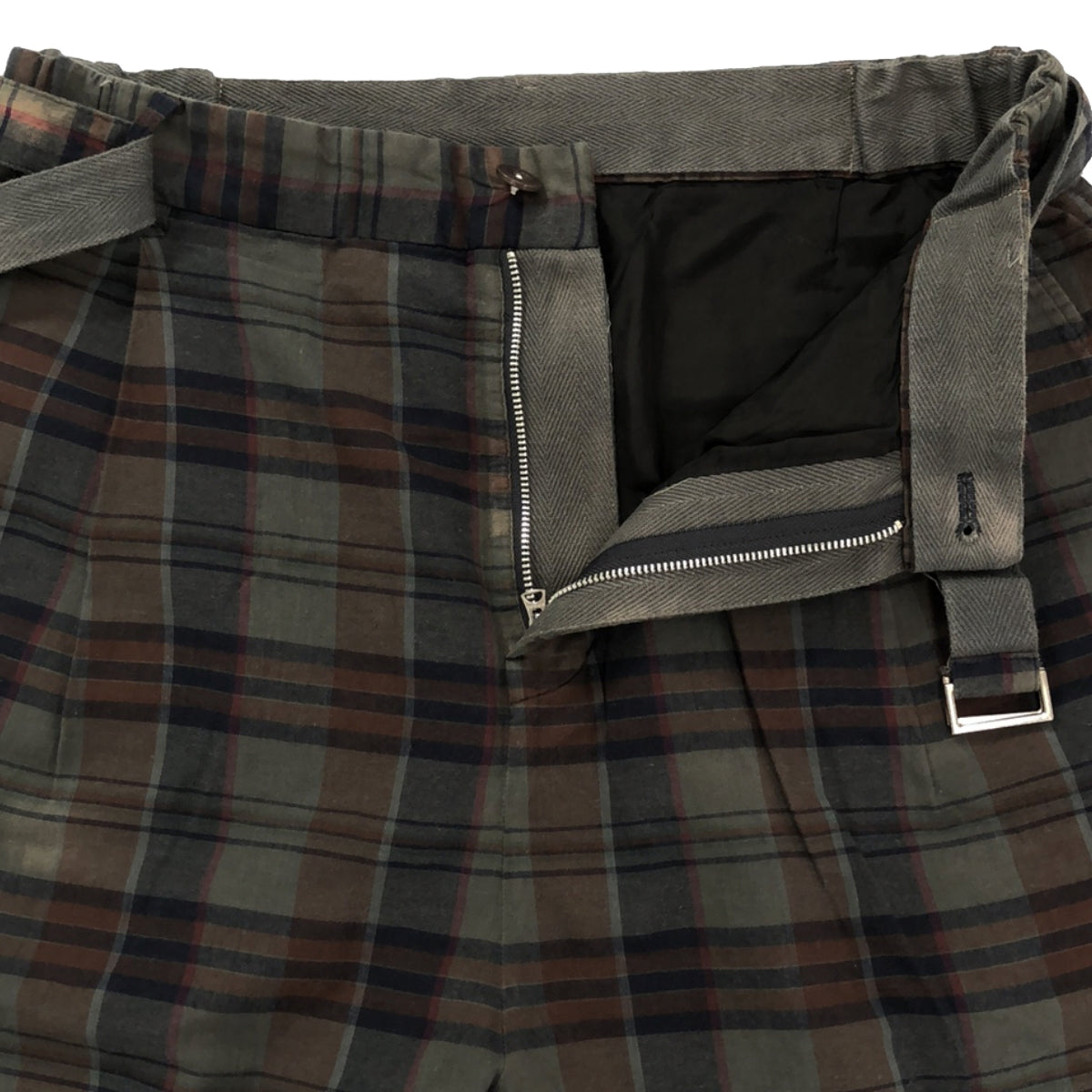 sacai / Sacai | 2020SS | Product dyed Madras check belted pants | 2 | Gray | Men's