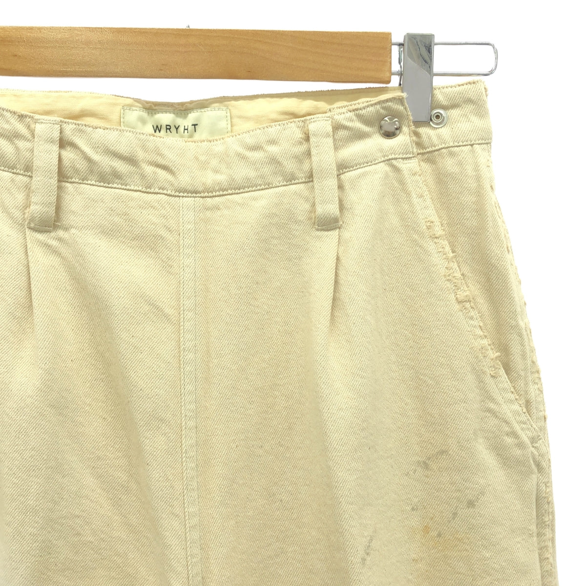 【美品】  WRYHT / ライト | 2024SS | FLAT FRONT JEAN TROUSER ダメージ加工 デニムパンツ | 26 | ボーン | レディース