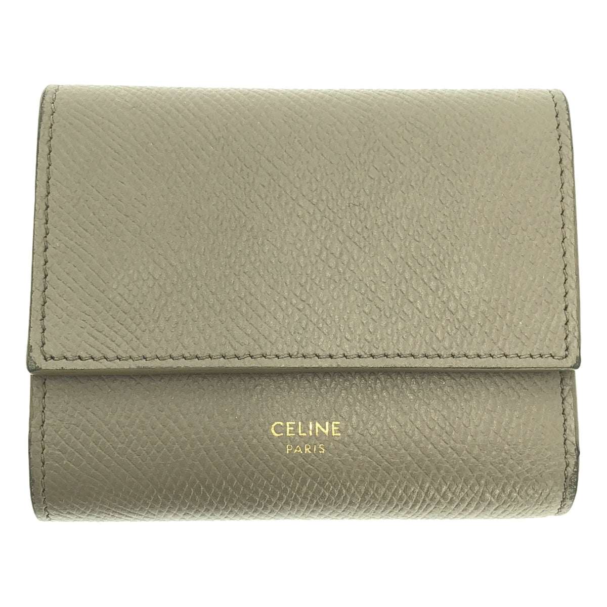CELINE / セリーヌ | レザー ロゴ スモール トリフォールド コンパクト ウォレット 財布 |