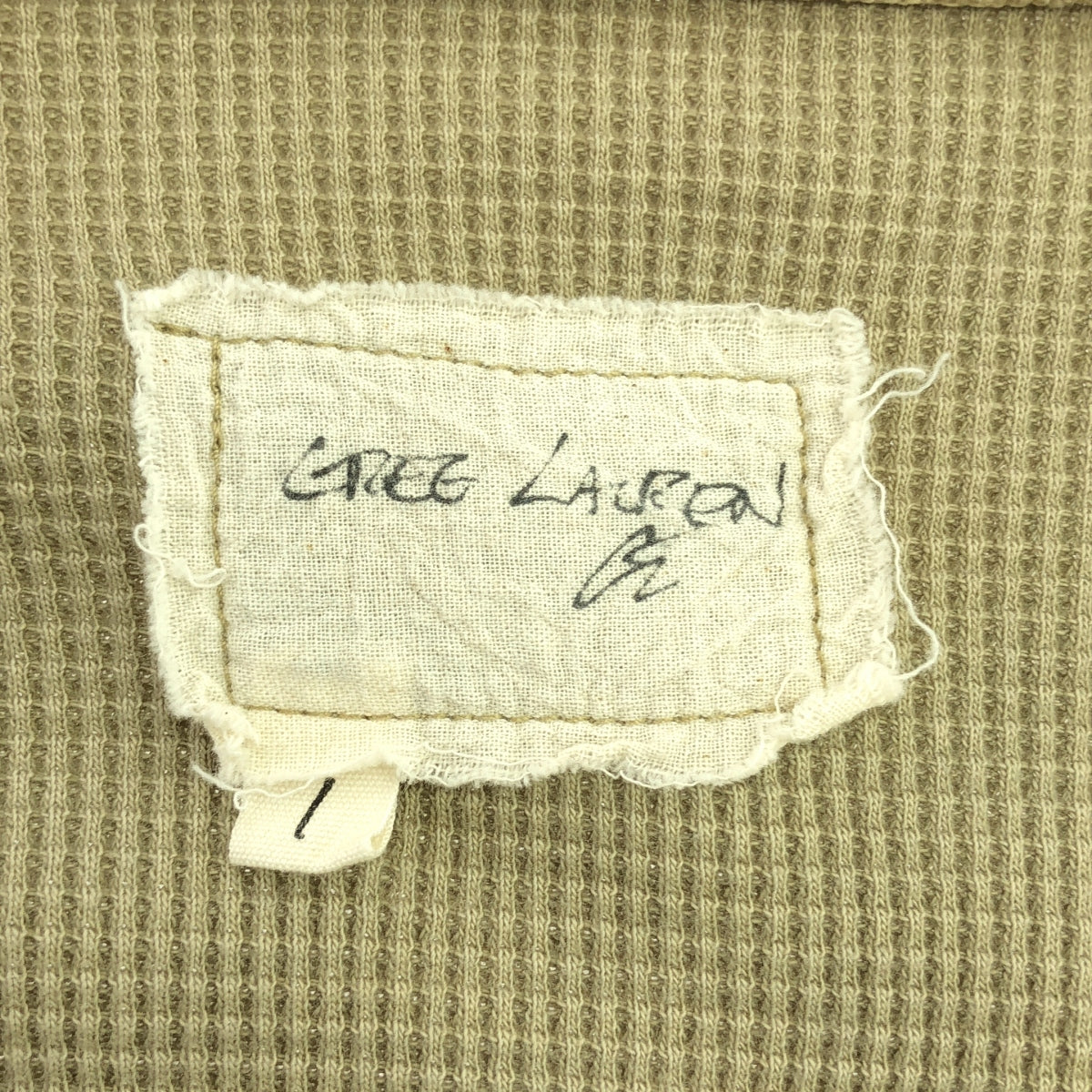 GREG LAUREN / グレッグローレン | Sage Waffle Crewneck / ワッフル クルーネック カットソー | 1 | カーキ系 | メンズ