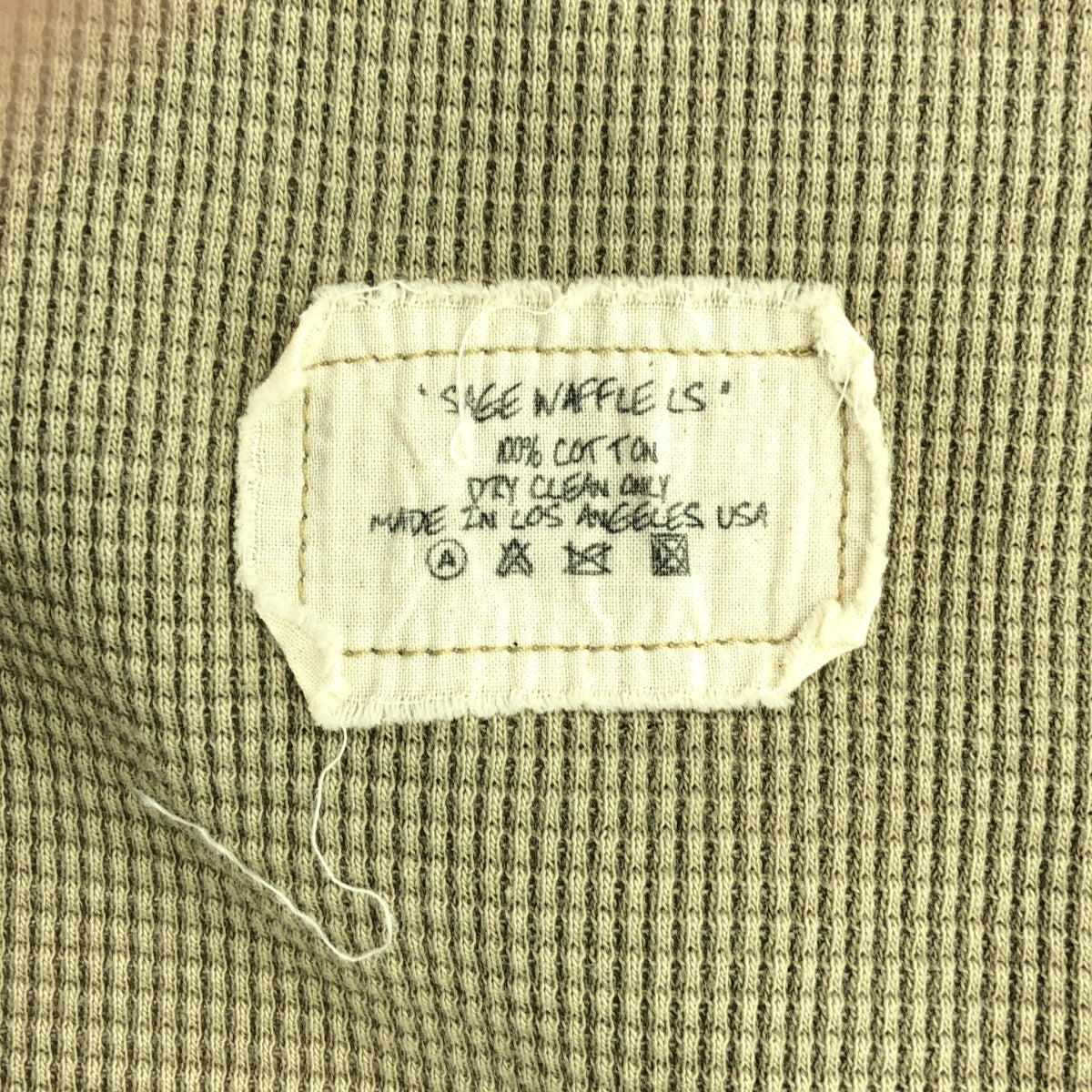 GREG LAUREN / グレッグローレン | Sage Waffle Crewneck / ワッフル クルーネック カットソー | 1 | カーキ系 | メンズ