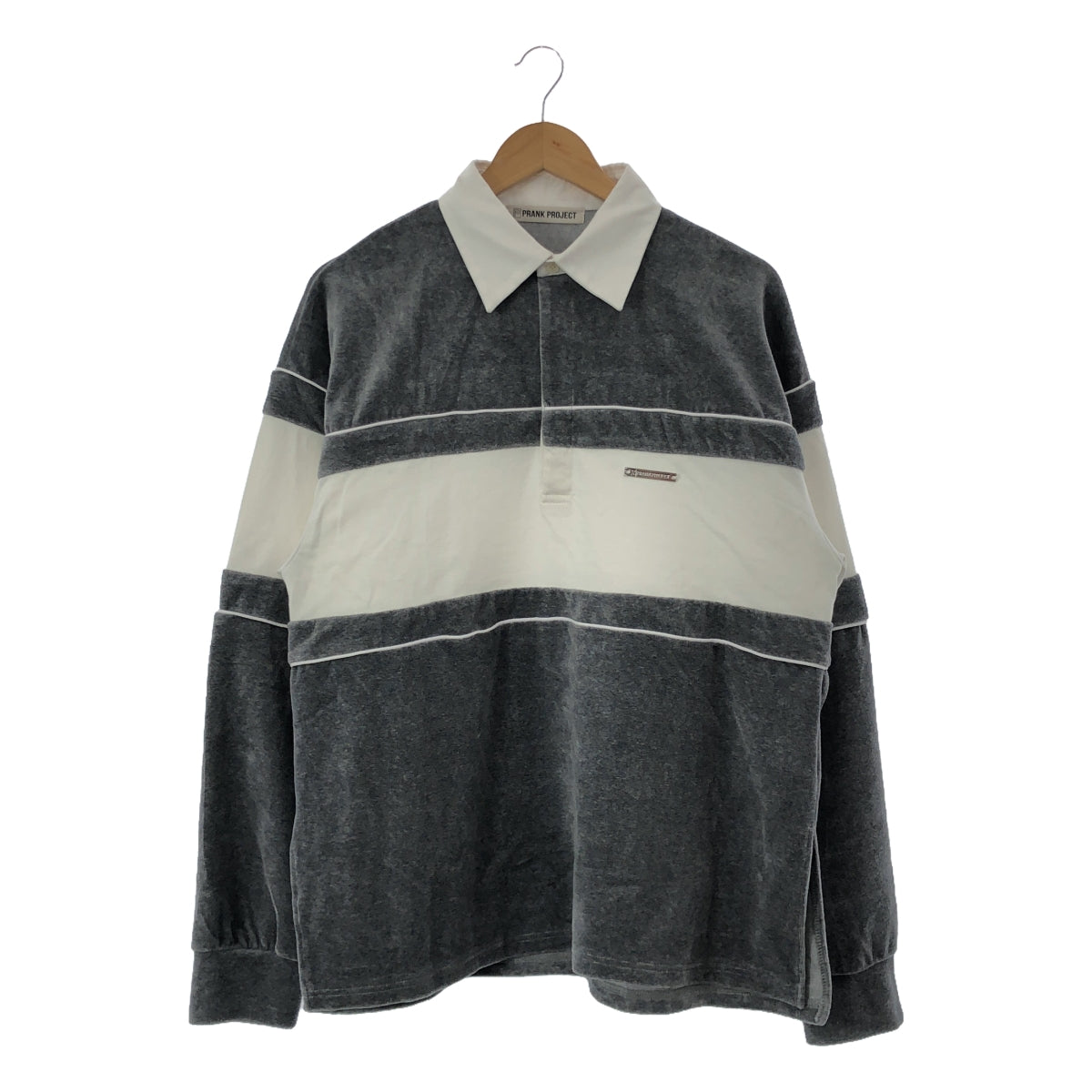 【美品】 PRANK PROJECT / プランクプロジェクト | 2024AW | Velor Rugger Over Top ベロア ラガー オーバートップ | F | グレー / ホワイト | レディース