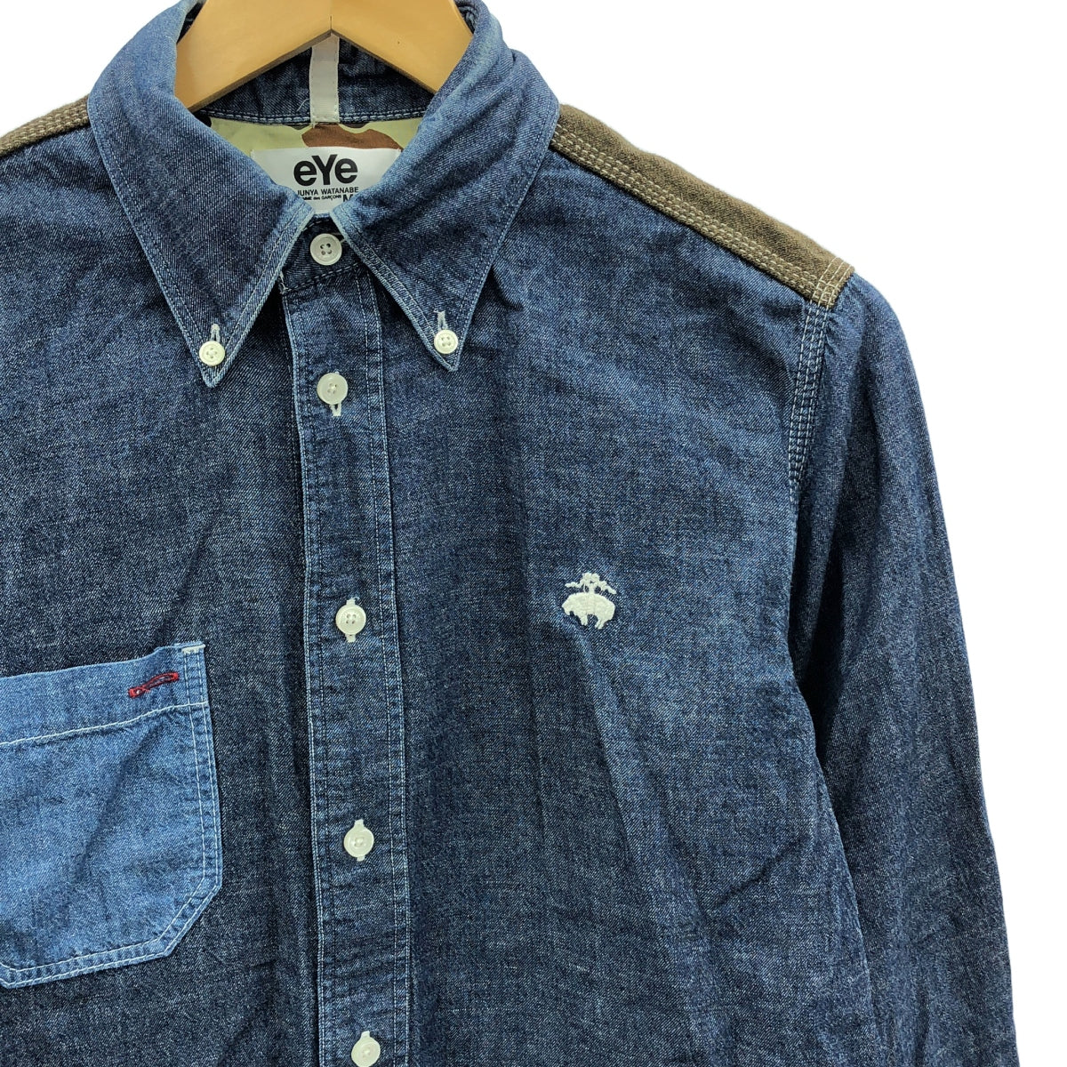 JUNYA WATANABE COMME des GARCONS MAN | 眼睛 JUNYA WATANABE 2010AW | × Brooks Brothers 混合材質貼布牛仔襯衫 | S |男士