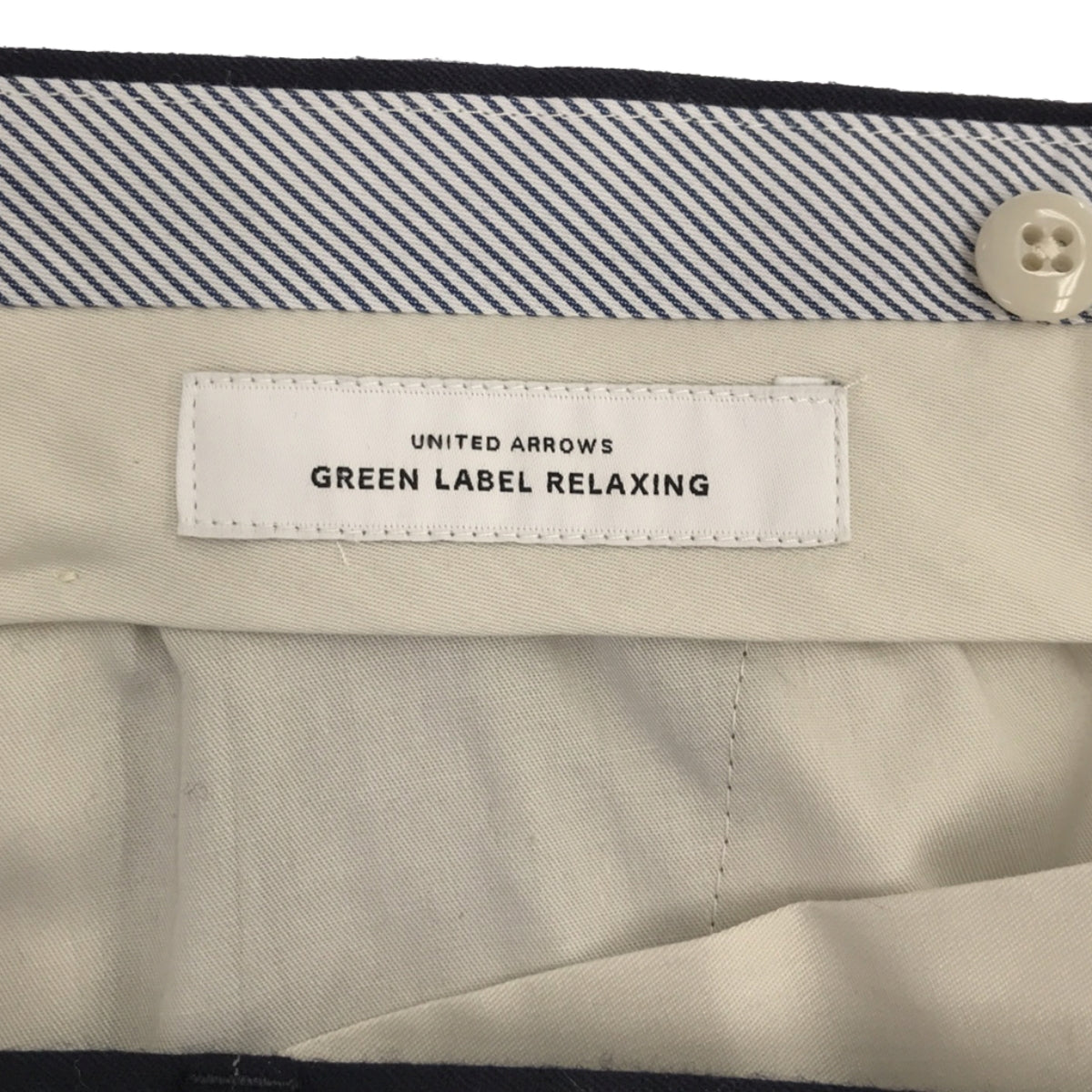 UNITED ARROWS / 유나이티드 애로즈 | green label relaxing / GLR CLOTH Chalk Stripe SLIM No Pleats Suit Pants / 슬랙스 팬츠 | 80 | 네이비 | 남성