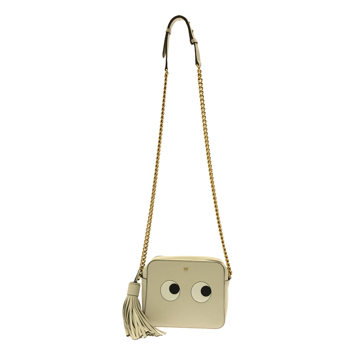 【美品】 ANYA HINDMARCH / アニヤハインドマーチ | crossbody eyes / アイズ レザー チェーン ショルダーバッグ / タッセルチャーム | オフホワイト系 | レディース