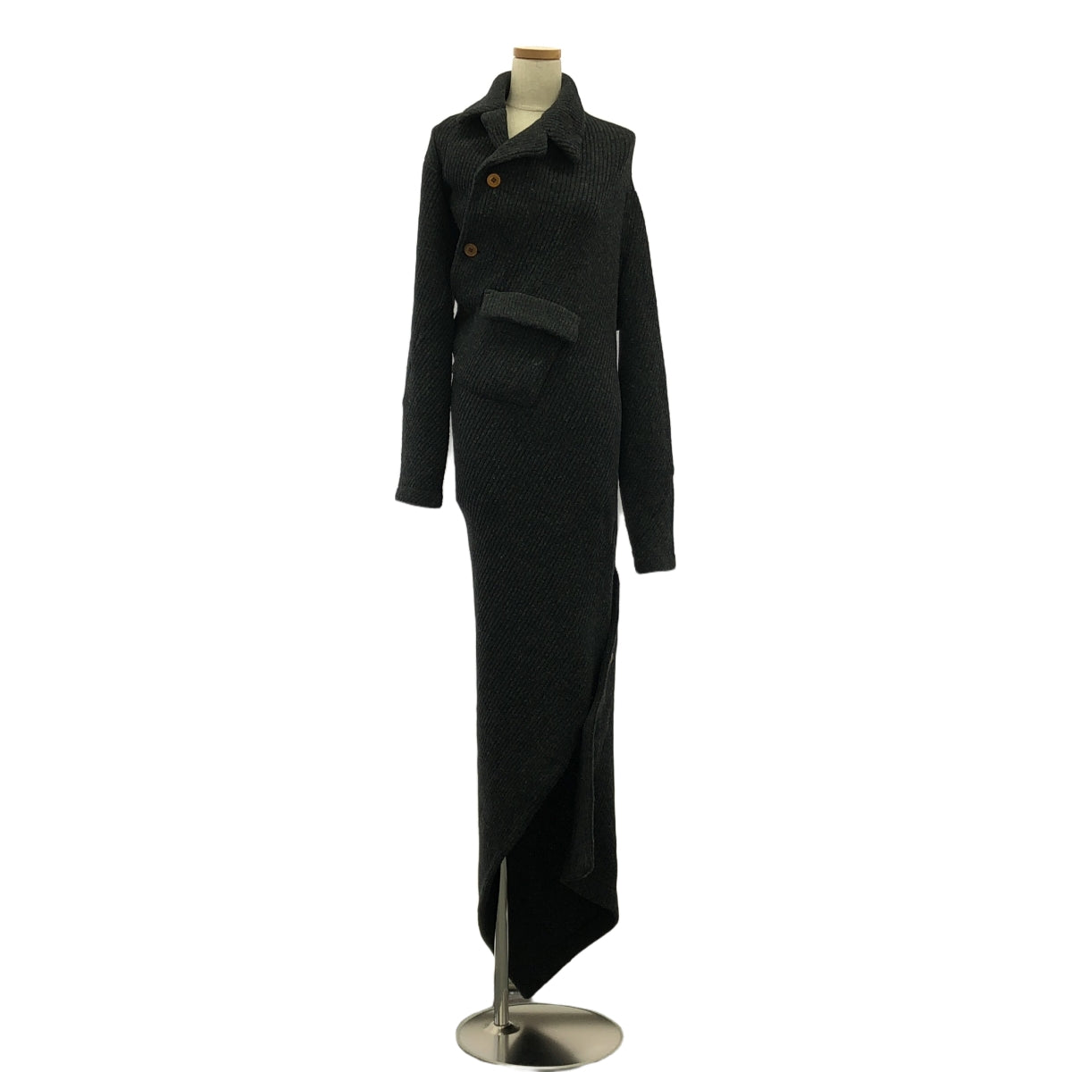 COMME des GARCONS / コムデギャルソン | 2002AW | ウール 変形 捻れ リブ アシンメトリー ロングカーディガン | M | レディース