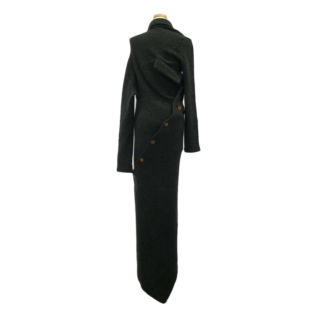 COMME des GARCONS / コムデギャルソン | 2002AW | ウール 変形 捻れ リブ アシンメトリー ロングカーディガン | M | レディース