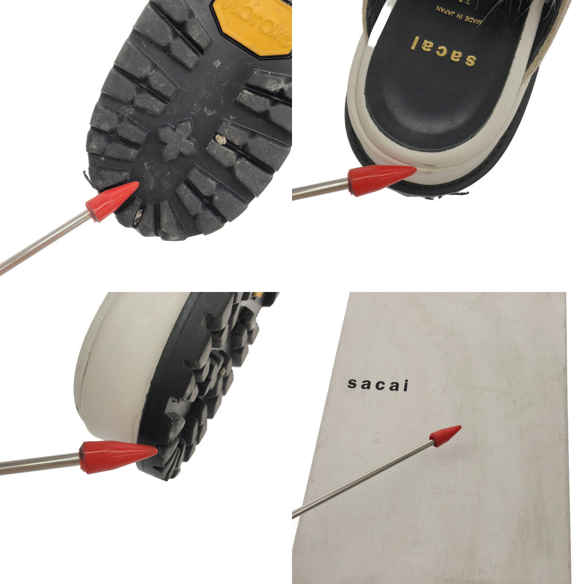 sacai / Sacai | Fur-trimmed leather lace-up sandals / Vibram sole | 36 |