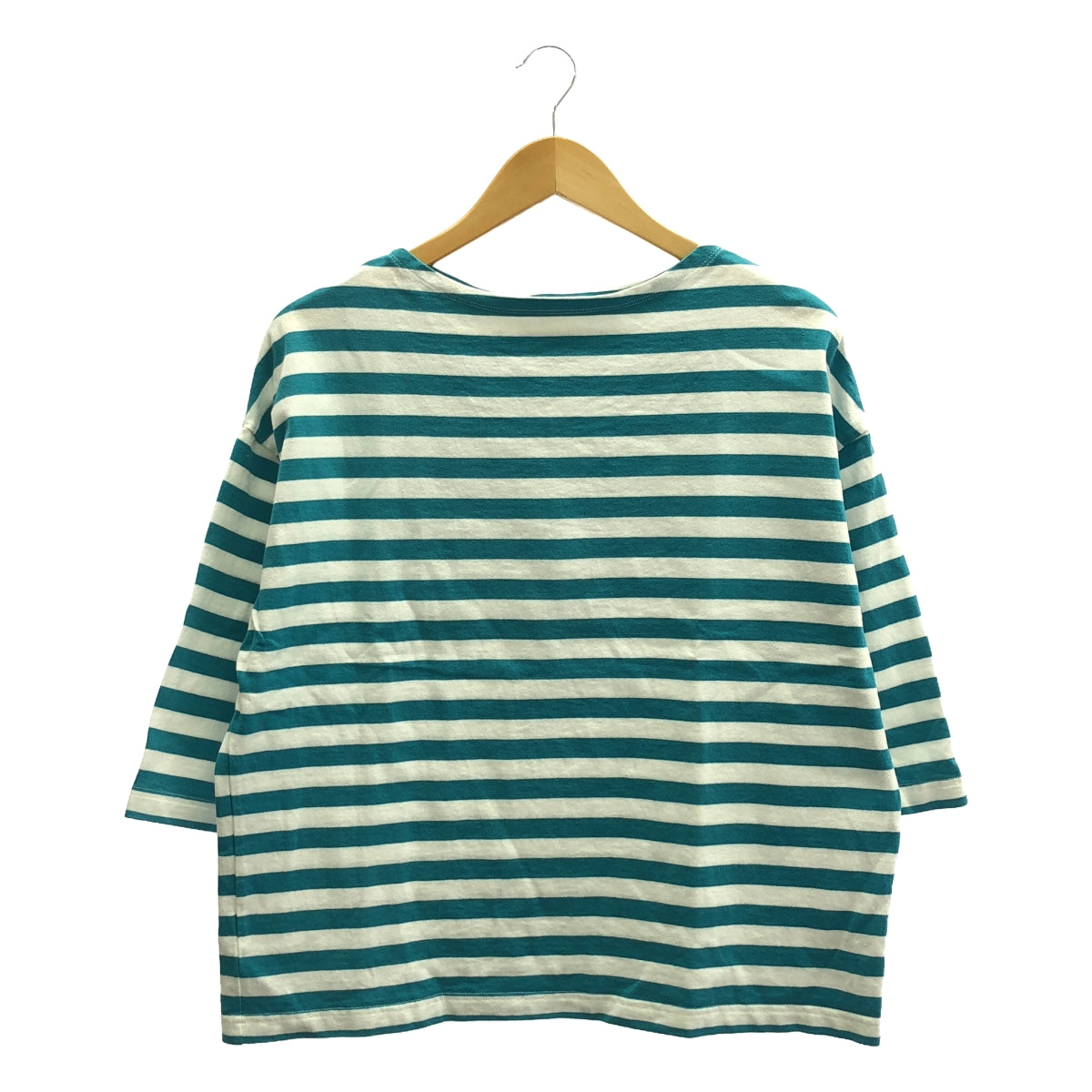 maillot / マイヨ | ドロップショルダー ボーダー 7分袖 Tシャツ | 0 | ブルー / ホワイト | レディース
