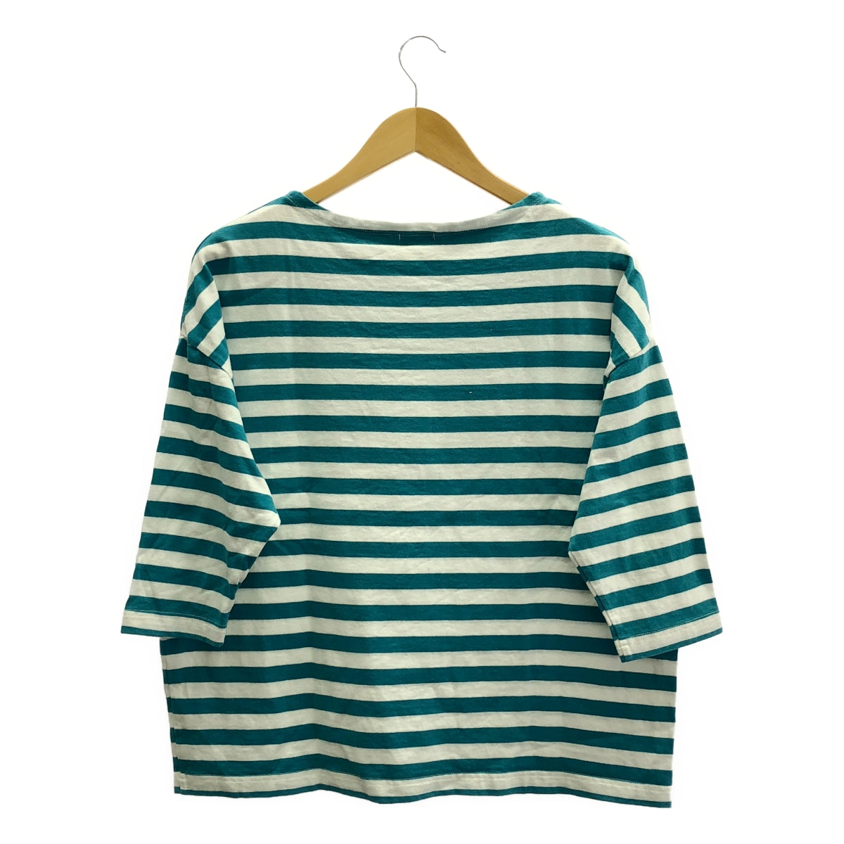 maillot / マイヨ | ドロップショルダー ボーダー 7分袖 Tシャツ | 0 | ブルー / ホワイト | レディース