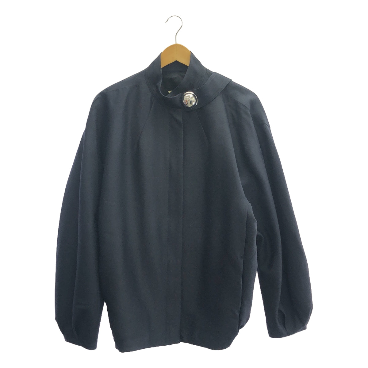 【美品】 HARUNOBUMURATA / ハルノブムラタ | IVANA - ROUND SHAPED ZIP UP WOOL BLOUSON / ジップ ロングジャケット | 38 | Navy | レディース