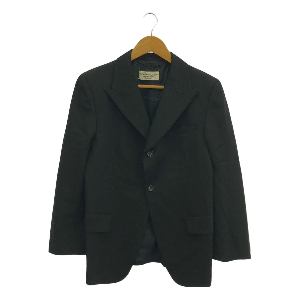 robe de chambre COMME des GARCONS / 로브드 샹블 콤 데 갤슨 | AD1992 | 90s 빈티지 울 개바 피크 드래퍼 2B 테일러드 재킷 | 블랙 | 여성