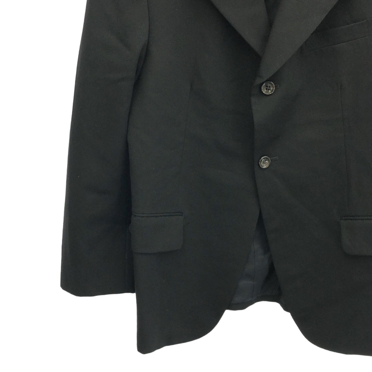 robe de chambre COMME des GARCONS / 로브드 샹블 콤 데 갤슨 | AD1992 | 90s 빈티지 울 개바 피크 드래퍼 2B 테일러드 재킷 | 블랙 | 여성