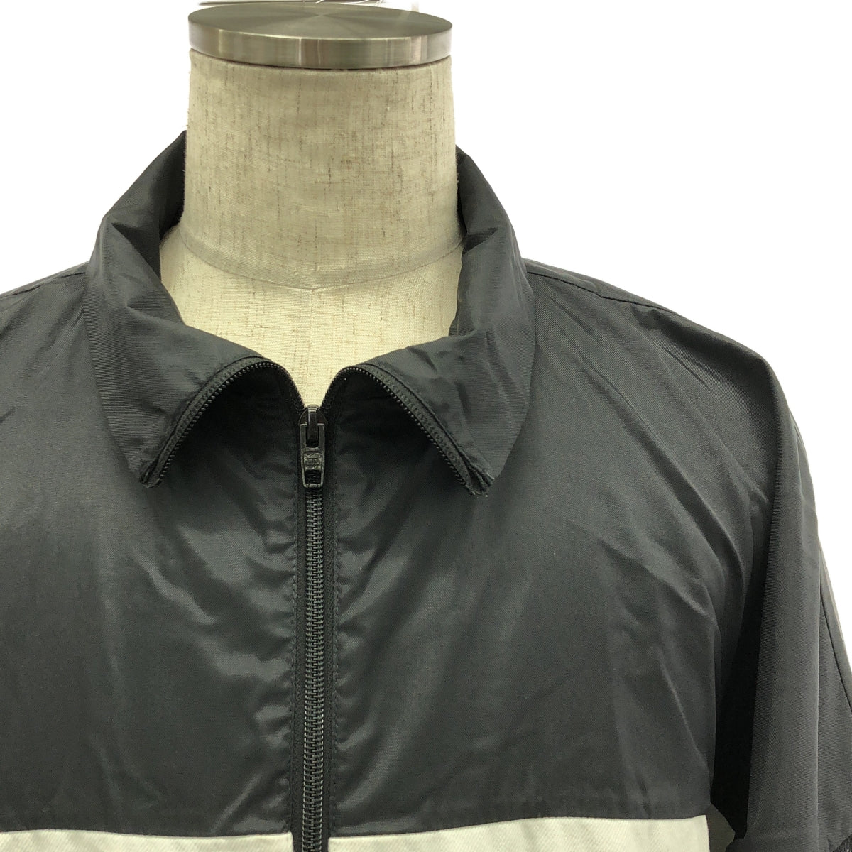 BALENCIAGA / バレンシアガ | 2021SS | Oversized Printed Denim And Shell Jacket デニム切替 ロゴ ポプリン ジャケット | 34 | ブラック / ホワイト | メンズ