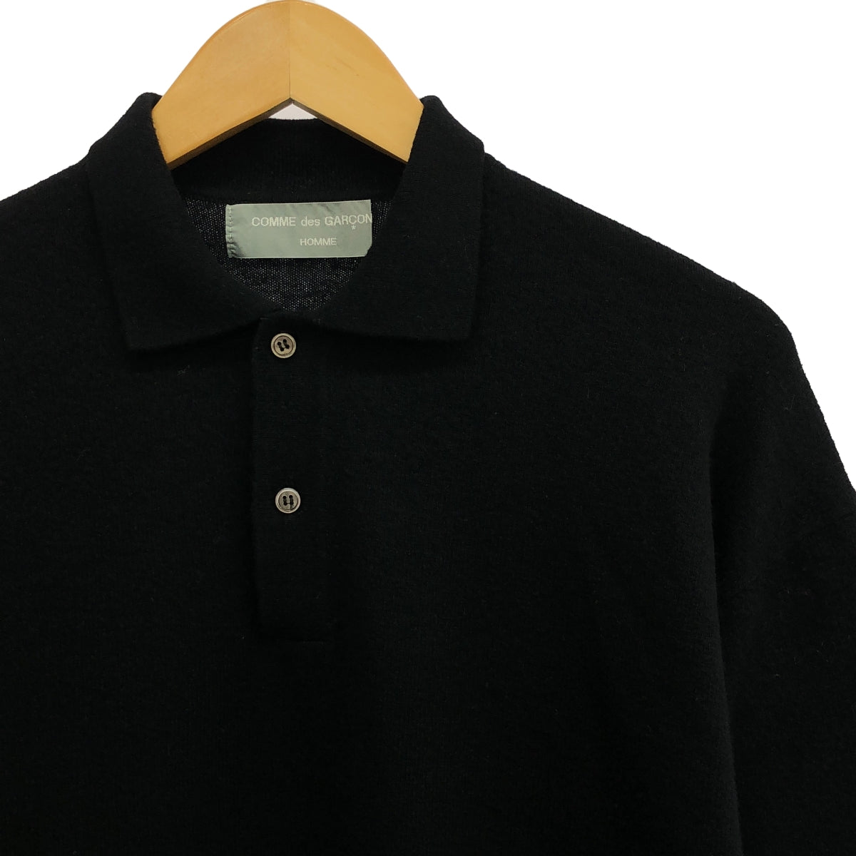 COMME des GARCONS HOMME / コムデギャルソンオム | 1980s~ ウール ポロ ニット プルオーバー | ブラック | メンズ