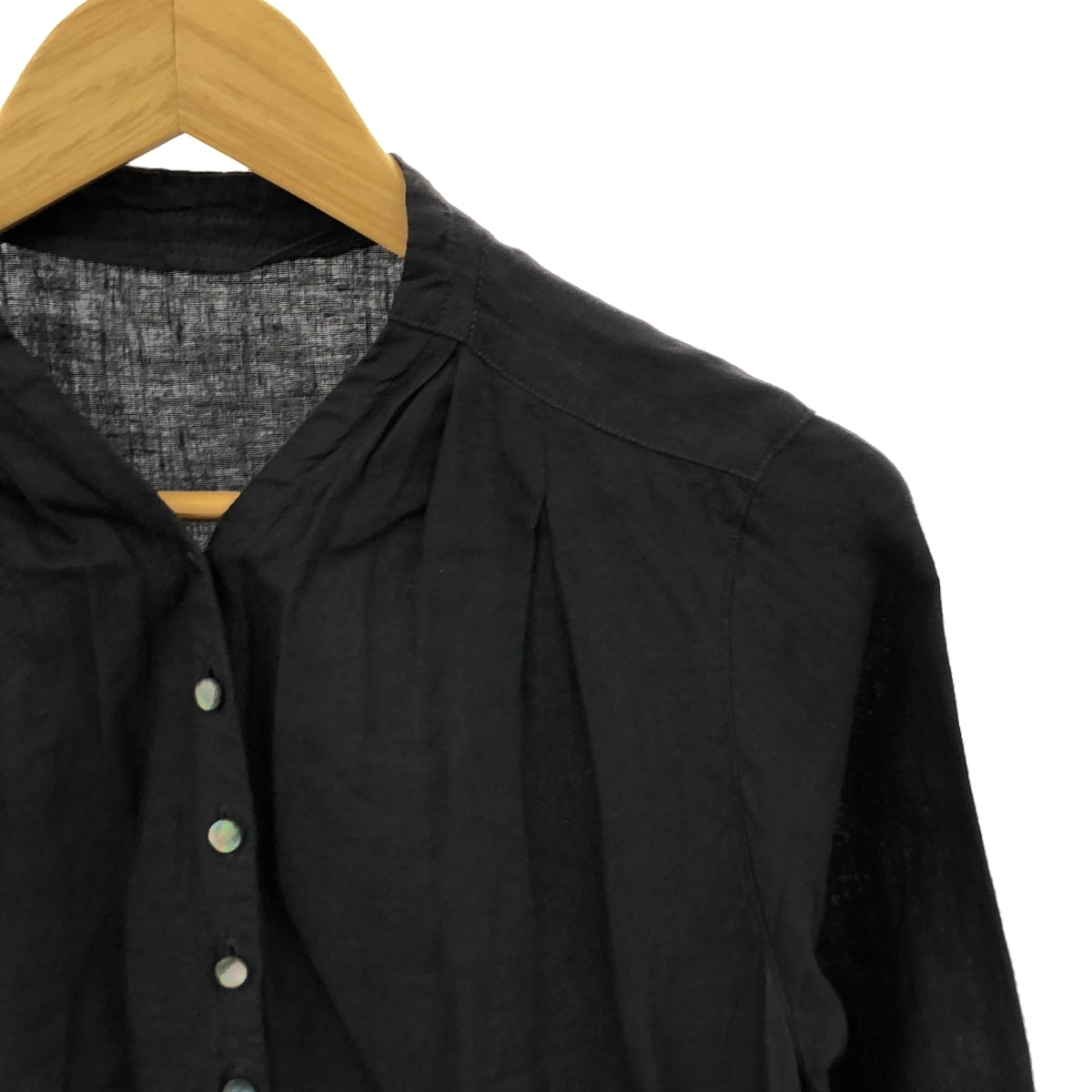 nest robe / ネストローブ | リネン タックギャザー シャツワンピース | F | ブラック | レディース