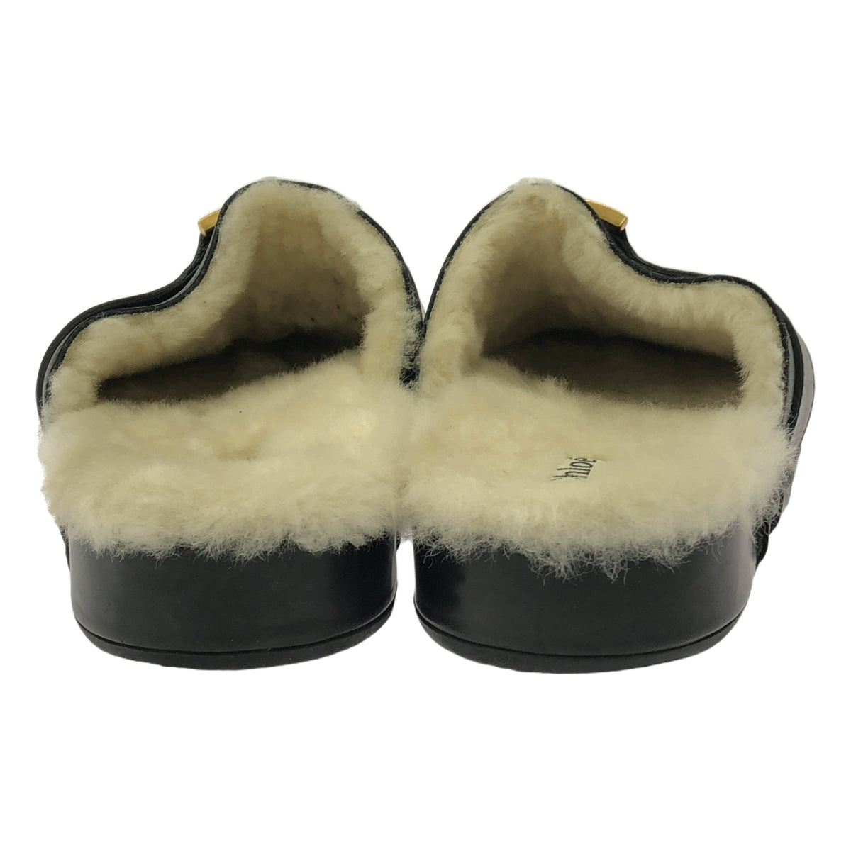 Chloe | Leather Shearling Clog Sandals | Size 38 | Black | Women's