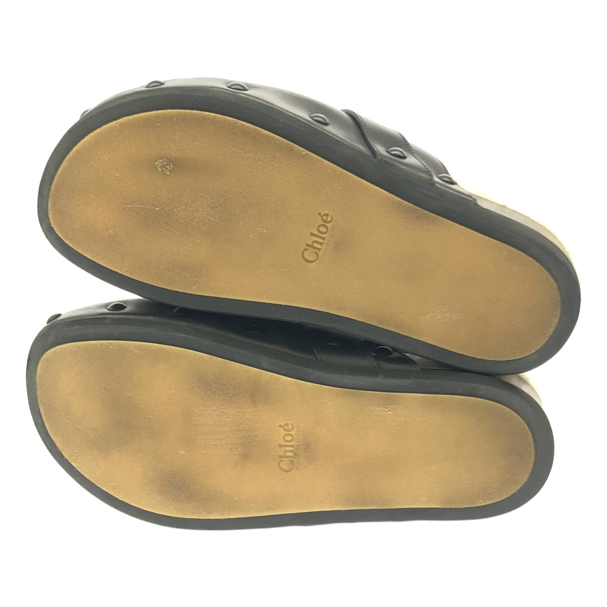 Chloe | Leather Shearling Clog Sandals | Size 38 | Black | Women's